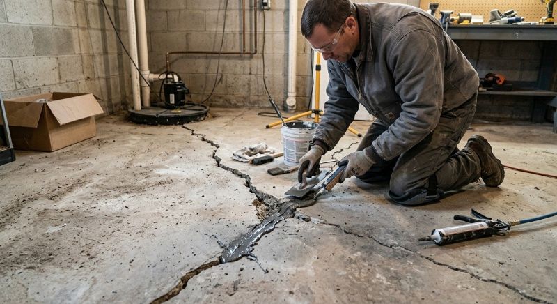 Cracked Basement Floor Repair in Parke County, IN