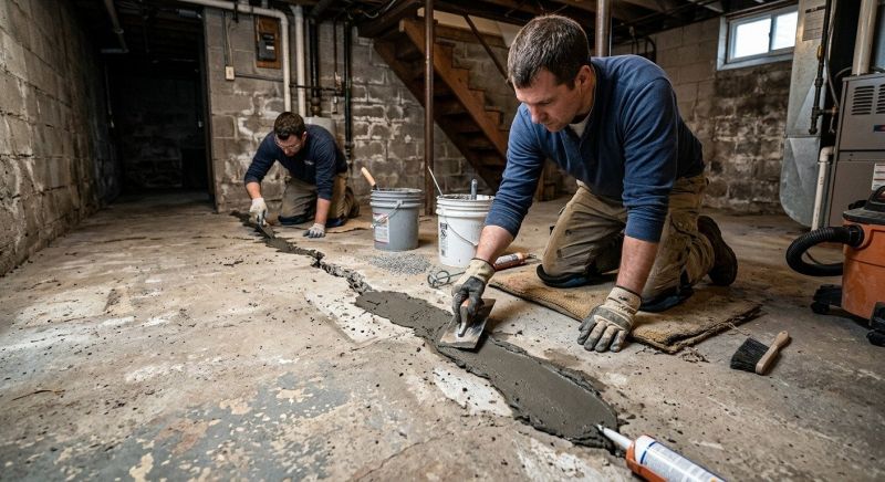 Cracked Basement Floor Repair in Parke County, IN